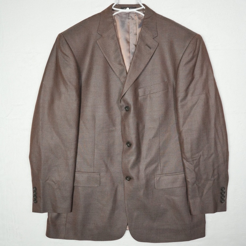 Perry Ellis Portfolio Mens 42R Brown Silk Wool Blend 3-Button‎ Blazer Sport Coat